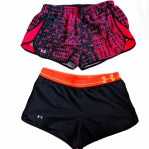 Two pairs of Under Armour Heat Gear running shorts size medium